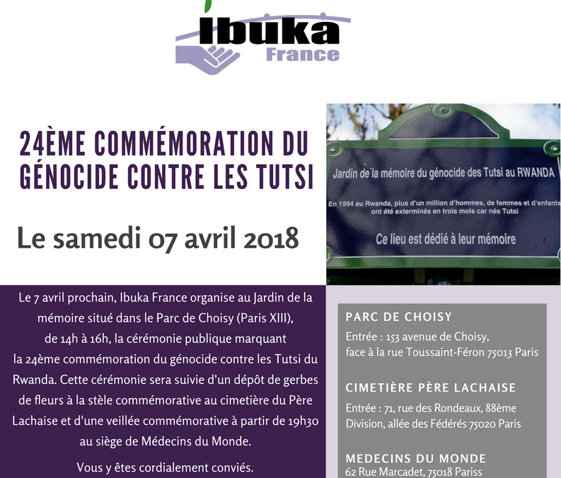 Invitation à la commémoration du génocide commis contre les Tutsi